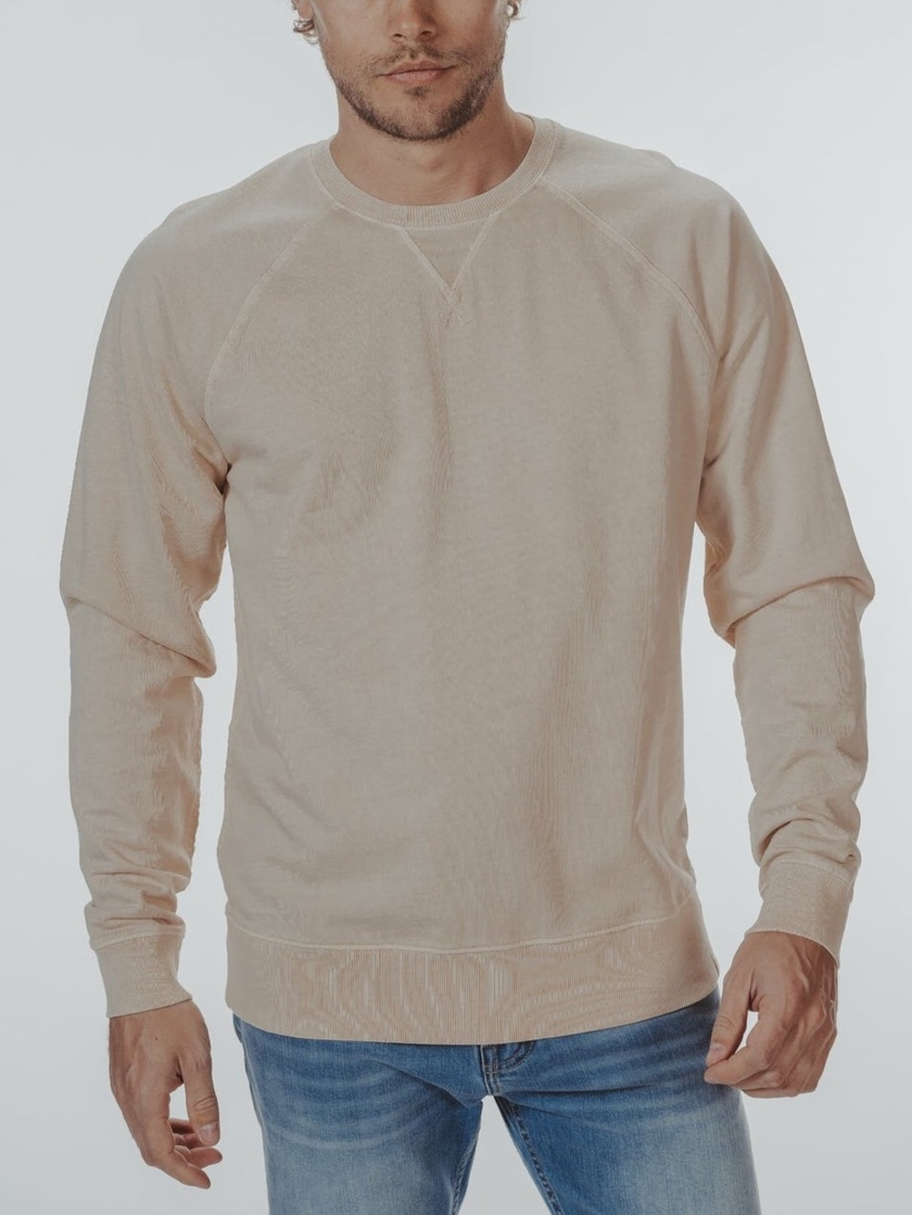 The Normal Brand Cream Terry Crewneck Pullover Sweatshirt MEDIUM